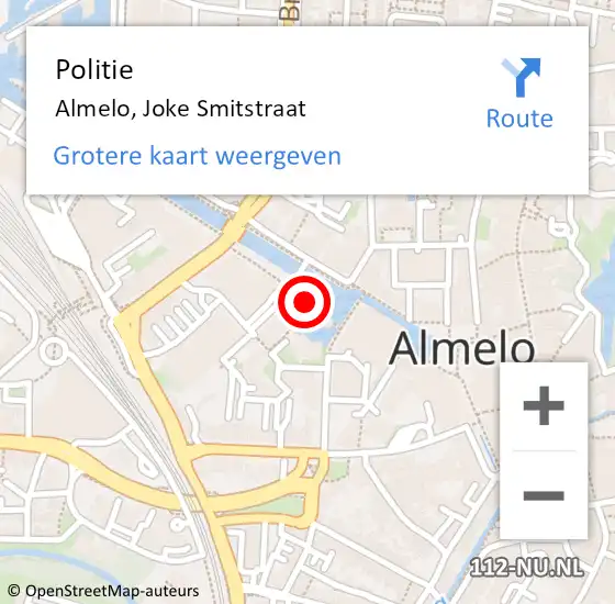 Locatie op kaart van de 112 melding: Politie Almelo, Joke Smitstraat op 27 november 2024 19:01