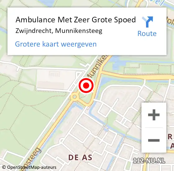 Locatie op kaart van de 112 melding: Ambulance Met Zeer Grote Spoed Naar Zwijndrecht, Munnikensteeg op 27 november 2024 19:05