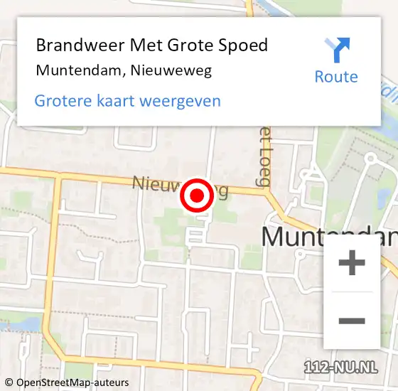 Locatie op kaart van de 112 melding: Brandweer Met Grote Spoed Naar Muntendam, Nieuweweg op 27 november 2024 19:07