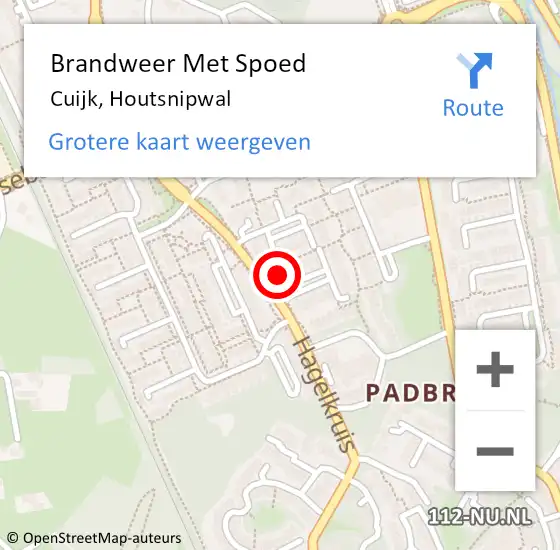 Locatie op kaart van de 112 melding: Brandweer Met Spoed Naar Cuijk, Houtsnipwal op 27 november 2024 19:07