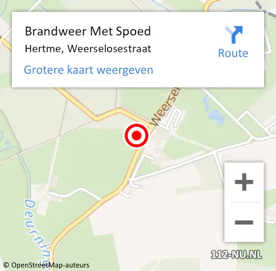 Locatie op kaart van de 112 melding: Brandweer Met Spoed Naar Hertme, Weerselosestraat op 27 november 2024 19:08