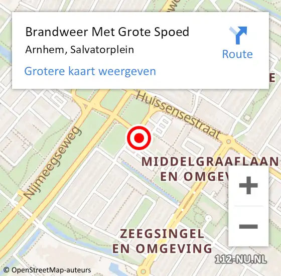 Locatie op kaart van de 112 melding: Brandweer Met Grote Spoed Naar Arnhem, Salvatorplein op 27 november 2024 19:16