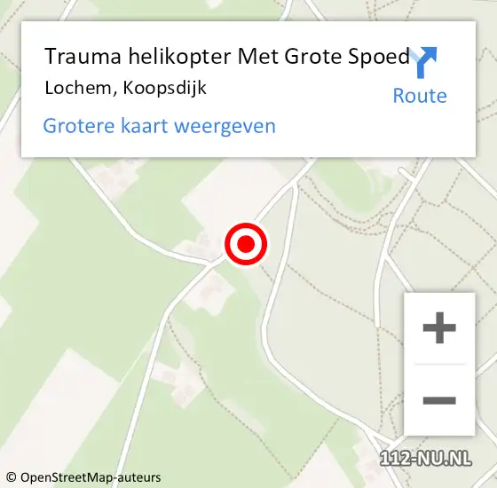 Locatie op kaart van de 112 melding: Trauma helikopter Met Grote Spoed Naar Lochem, Koopsdijk op 27 november 2024 19:18