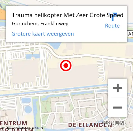 Locatie op kaart van de 112 melding: Trauma helikopter Met Zeer Grote Spoed Naar Gorinchem, Franklinweg op 27 november 2024 19:20