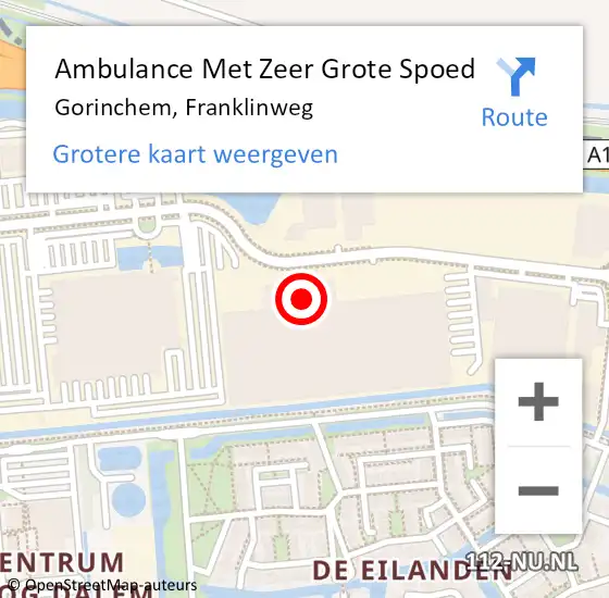 Locatie op kaart van de 112 melding: Ambulance Met Zeer Grote Spoed Naar Gorinchem, Franklinweg op 27 november 2024 19:23