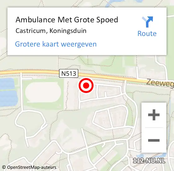 Locatie op kaart van de 112 melding: Ambulance Met Grote Spoed Naar Castricum, Koningsduin op 27 november 2024 19:34