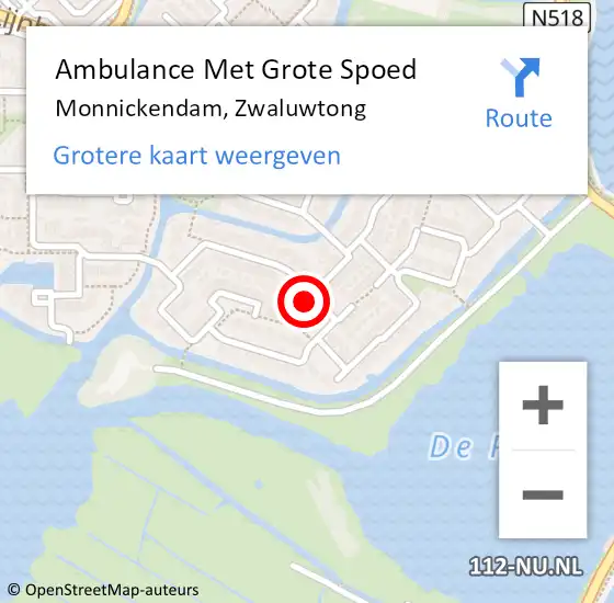 Locatie op kaart van de 112 melding: Ambulance Met Grote Spoed Naar Monnickendam, Zwaluwtong op 27 november 2024 19:36