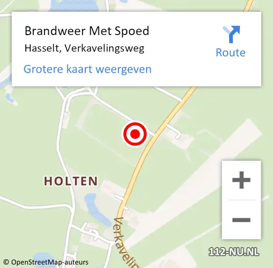 Locatie op kaart van de 112 melding: Brandweer Met Spoed Naar Hasselt, Verkavelingsweg op 27 november 2024 19:40