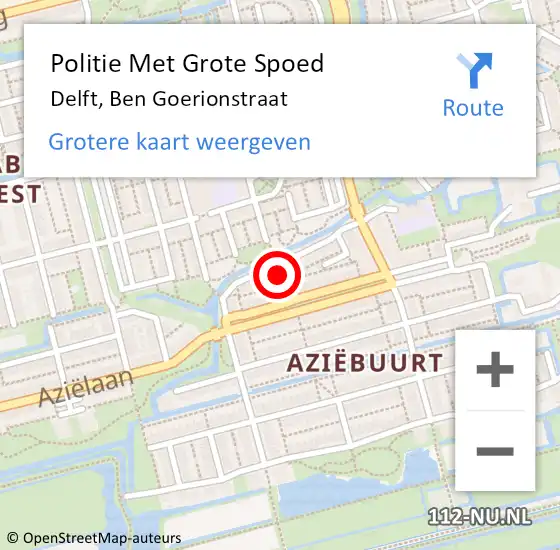 Locatie op kaart van de 112 melding: Politie Met Grote Spoed Naar Delft, Ben Goerionstraat op 27 november 2024 19:44