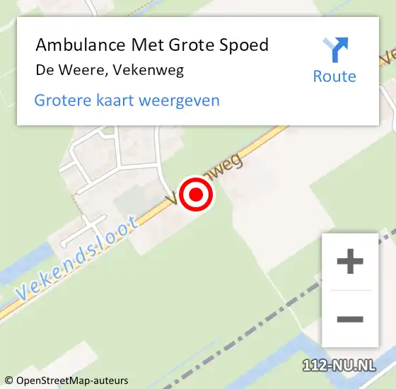 Locatie op kaart van de 112 melding: Ambulance Met Grote Spoed Naar De Weere, Vekenweg op 27 november 2024 19:48