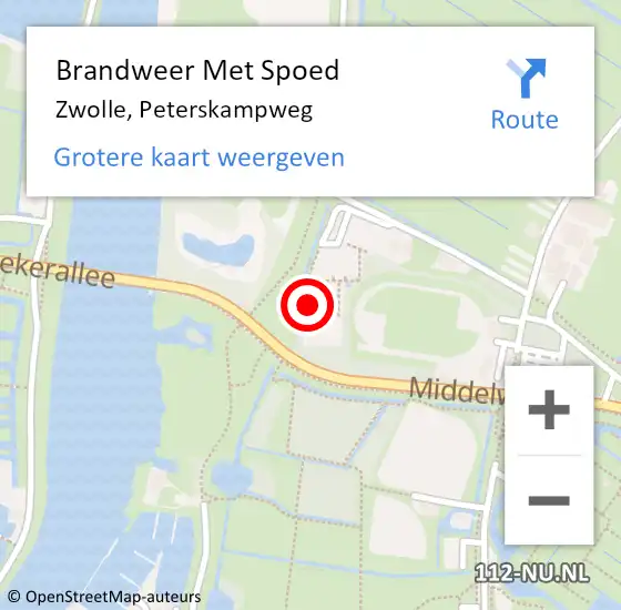 Locatie op kaart van de 112 melding: Brandweer Met Spoed Naar Zwolle, Peterskampweg op 27 november 2024 19:51