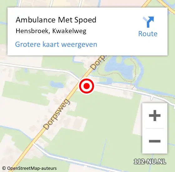 Locatie op kaart van de 112 melding: Ambulance Met Spoed Naar Hensbroek, Kwakelweg op 27 november 2024 19:54