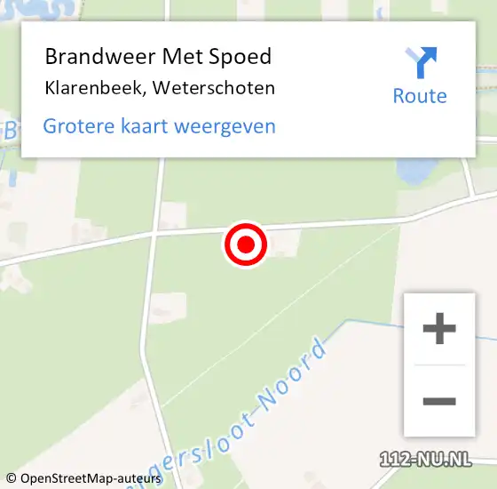 Locatie op kaart van de 112 melding: Brandweer Met Spoed Naar Klarenbeek, Weterschoten op 27 november 2024 19:57