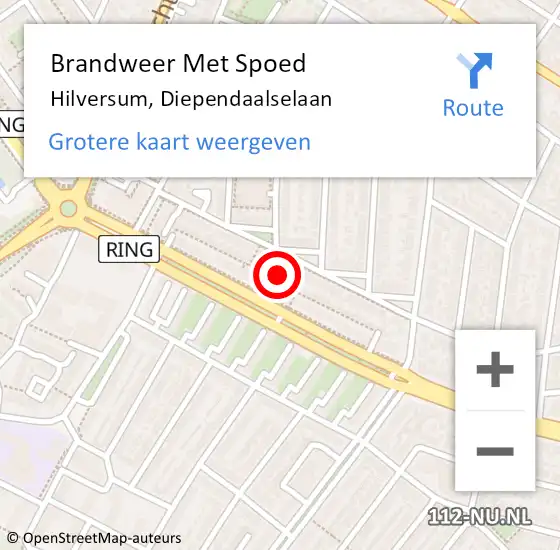 Locatie op kaart van de 112 melding: Brandweer Met Spoed Naar Hilversum, Diependaalselaan op 27 november 2024 19:57