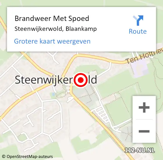 Locatie op kaart van de 112 melding: Brandweer Met Spoed Naar Steenwijkerwold, Blaankamp op 27 november 2024 19:58