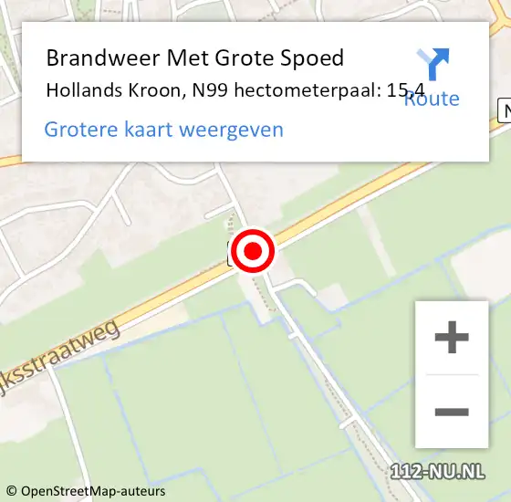 Locatie op kaart van de 112 melding: Brandweer Met Grote Spoed Naar Hollands Kroon, N99 hectometerpaal: 15,4 op 27 november 2024 20:00