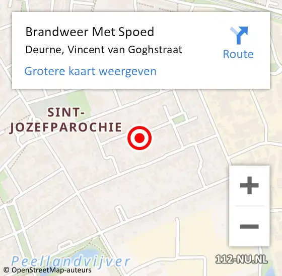 Locatie op kaart van de 112 melding: Brandweer Met Spoed Naar Deurne, Vincent van Goghstraat op 27 november 2024 20:01