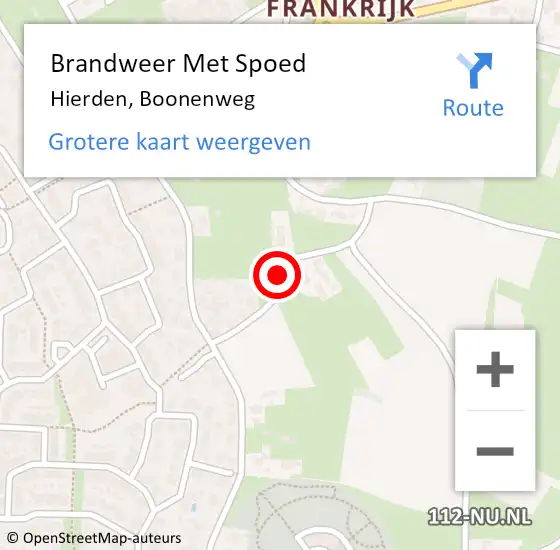 Locatie op kaart van de 112 melding: Brandweer Met Spoed Naar Hierden, Boonenweg op 27 november 2024 20:08