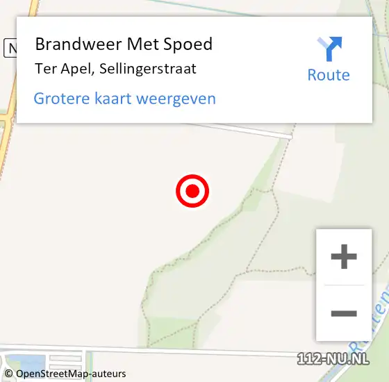 Locatie op kaart van de 112 melding: Brandweer Met Spoed Naar Ter Apel, Sellingerstraat op 27 november 2024 20:08