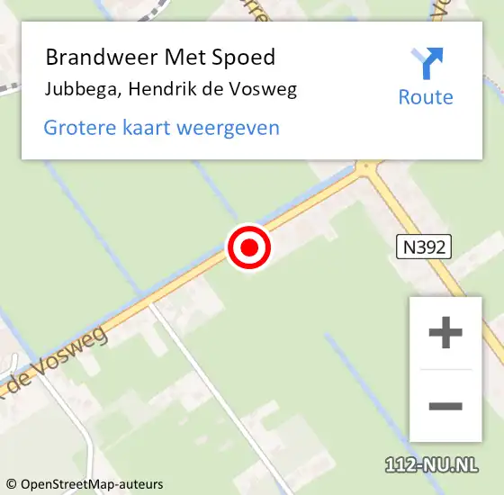 Locatie op kaart van de 112 melding: Brandweer Met Spoed Naar Jubbega, Hendrik de Vosweg op 27 november 2024 20:13