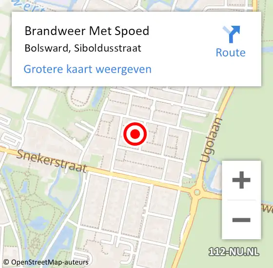 Locatie op kaart van de 112 melding: Brandweer Met Spoed Naar Bolsward, Siboldusstraat op 27 november 2024 20:21