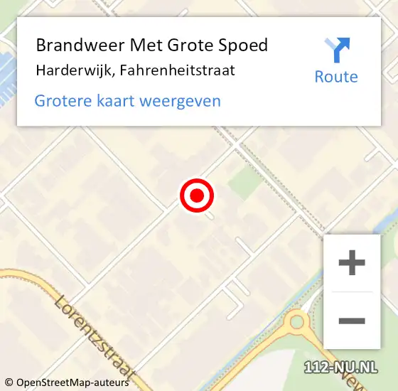 Locatie op kaart van de 112 melding: Brandweer Met Grote Spoed Naar Harderwijk, Fahrenheitstraat op 27 november 2024 20:23