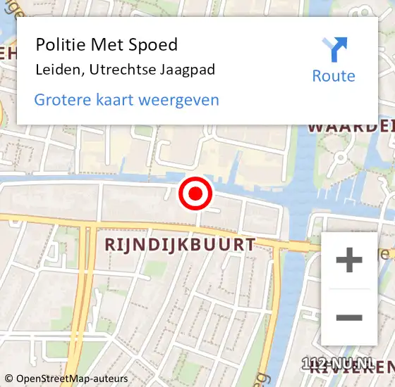 Locatie op kaart van de 112 melding: Politie Met Spoed Naar Leiden, Utrechtse Jaagpad op 27 november 2024 20:25