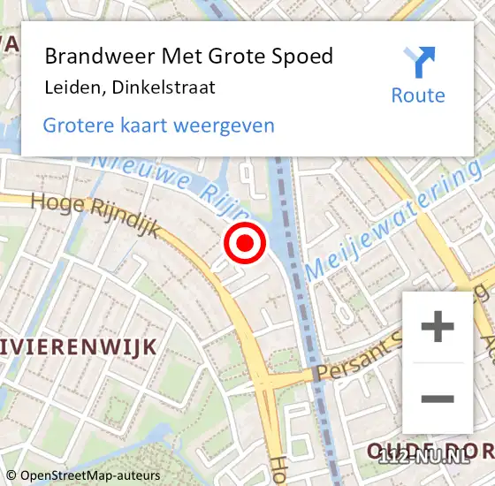 Locatie op kaart van de 112 melding: Brandweer Met Grote Spoed Naar Leiden, Dinkelstraat op 27 november 2024 20:28