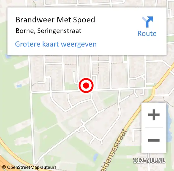 Locatie op kaart van de 112 melding: Brandweer Met Spoed Naar Borne, Seringenstraat op 27 november 2024 20:36