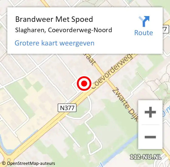 Locatie op kaart van de 112 melding: Brandweer Met Spoed Naar Slagharen, Coevorderweg-Noord op 27 november 2024 20:39