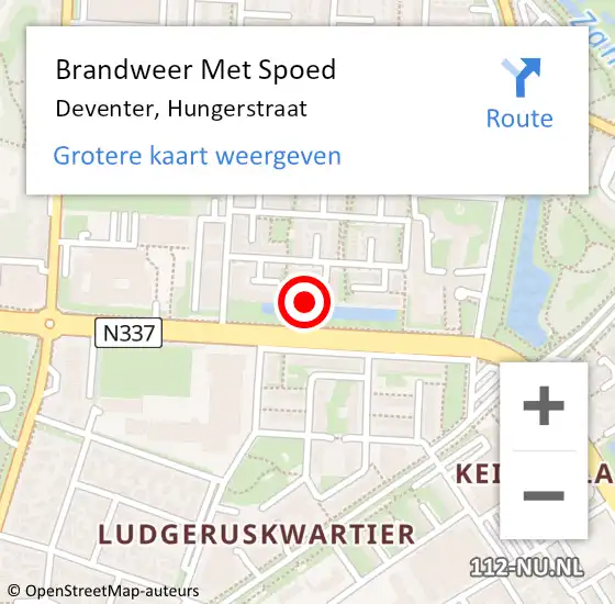 Locatie op kaart van de 112 melding: Brandweer Met Spoed Naar Deventer, Hungerstraat op 27 november 2024 20:42