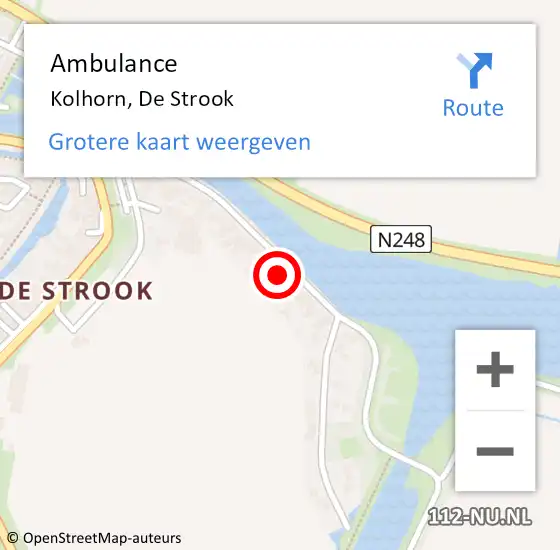 Locatie op kaart van de 112 melding: Ambulance Kolhorn, De Strook op 27 november 2024 20:42