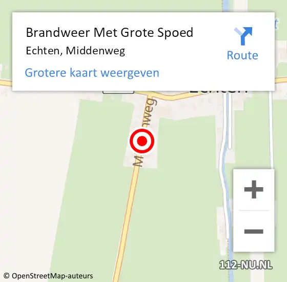 Locatie op kaart van de 112 melding: Brandweer Met Grote Spoed Naar Echten, Middenweg op 27 november 2024 20:45