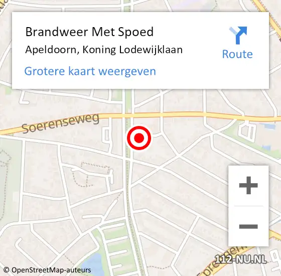 Locatie op kaart van de 112 melding: Brandweer Met Spoed Naar Apeldoorn, Koning Lodewijklaan op 27 november 2024 20:48