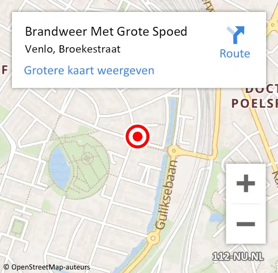 Locatie op kaart van de 112 melding: Brandweer Met Grote Spoed Naar Venlo, Broekestraat op 27 november 2024 20:53