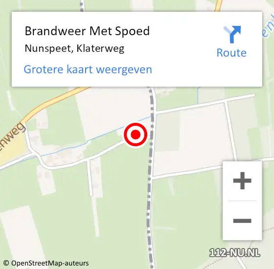 Locatie op kaart van de 112 melding: Brandweer Met Spoed Naar Nunspeet, Klaterweg op 27 november 2024 20:54