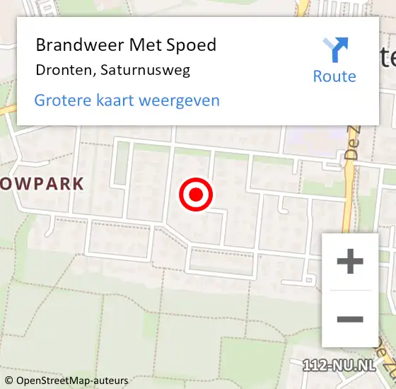 Locatie op kaart van de 112 melding: Brandweer Met Spoed Naar Dronten, Saturnusweg op 27 november 2024 20:54