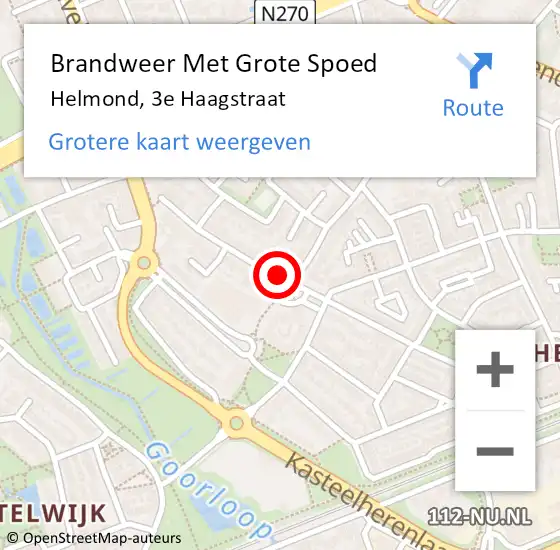 Locatie op kaart van de 112 melding: Brandweer Met Grote Spoed Naar Helmond, 3e Haagstraat op 27 november 2024 20:54