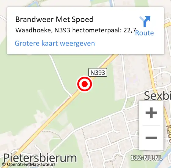 Locatie op kaart van de 112 melding: Brandweer Met Spoed Naar Waadhoeke, N393 hectometerpaal: 22,7 op 27 november 2024 20:57