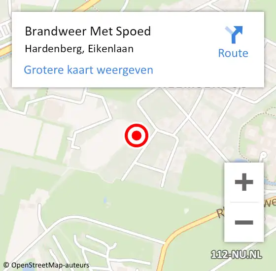 Locatie op kaart van de 112 melding: Brandweer Met Spoed Naar Hardenberg, Eikenlaan op 27 november 2024 21:03