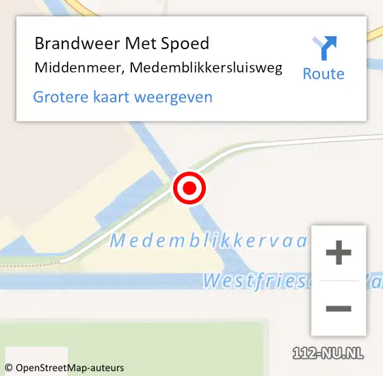 Locatie op kaart van de 112 melding: Brandweer Met Spoed Naar Middenmeer, Medemblikkersluisweg op 27 november 2024 21:05