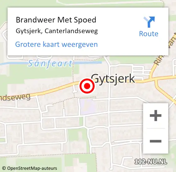 Locatie op kaart van de 112 melding: Brandweer Met Spoed Naar Gytsjerk, Canterlandseweg op 27 november 2024 21:10