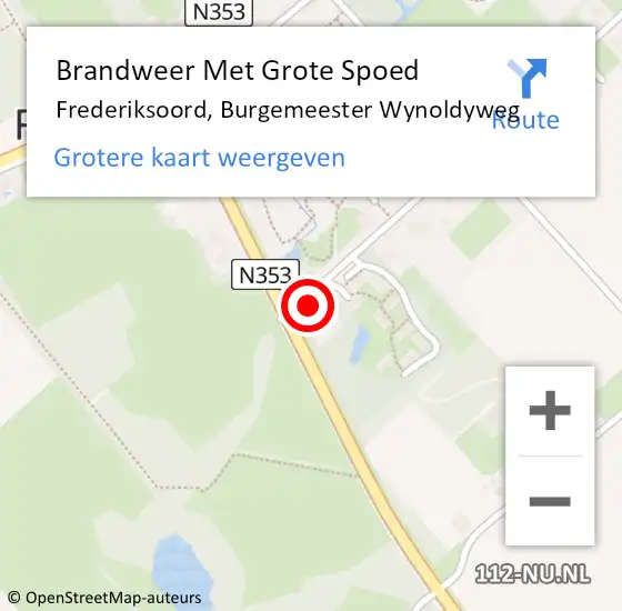 Locatie op kaart van de 112 melding: Brandweer Met Grote Spoed Naar Frederiksoord, Burgemeester Wynoldyweg op 27 november 2024 21:15