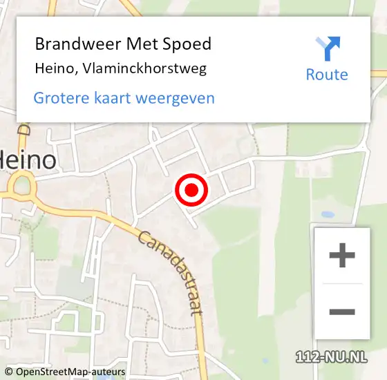 Locatie op kaart van de 112 melding: Brandweer Met Spoed Naar Heino, Vlaminckhorstweg op 27 november 2024 21:18