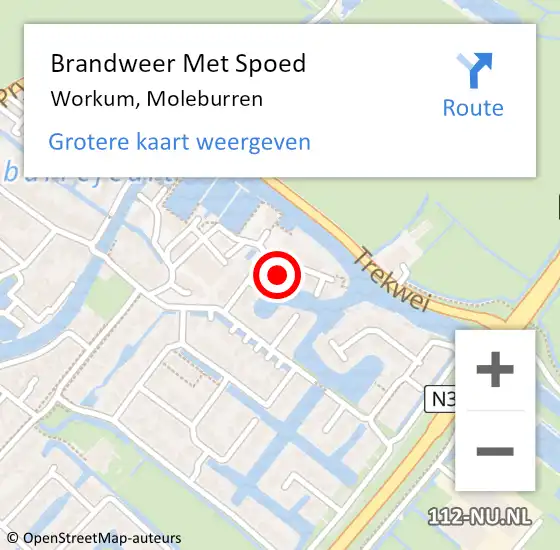 Locatie op kaart van de 112 melding: Brandweer Met Spoed Naar Workum, Moleburren op 27 november 2024 21:20