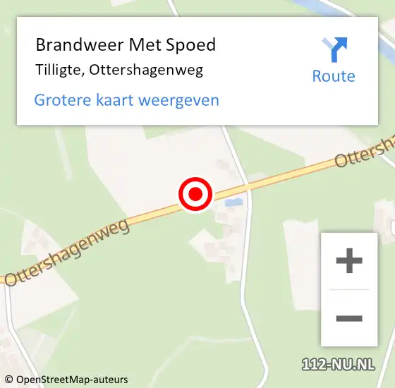 Locatie op kaart van de 112 melding: Brandweer Met Spoed Naar Tilligte, Ottershagenweg op 27 november 2024 21:23