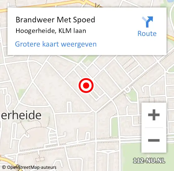 Locatie op kaart van de 112 melding: Brandweer Met Spoed Naar Hoogerheide, KLM laan op 27 november 2024 21:29