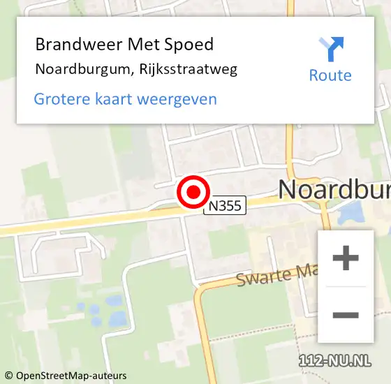 Locatie op kaart van de 112 melding: Brandweer Met Spoed Naar Noardburgum, Rijksstraatweg op 27 november 2024 21:32