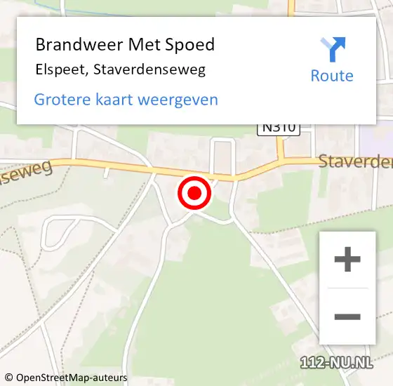 Locatie op kaart van de 112 melding: Brandweer Met Spoed Naar Elspeet, Staverdenseweg op 27 november 2024 21:38