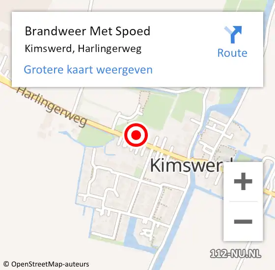 Locatie op kaart van de 112 melding: Brandweer Met Spoed Naar Kimswerd, Harlingerweg op 27 november 2024 21:40